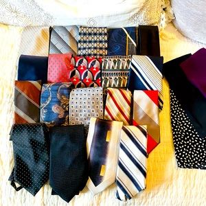 Lot of Ties (19 pcs) + 3 hankies